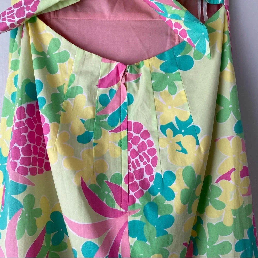 Vintage Lilly Pulitzer Pineapple Tropical Print Strapless Midi Dress 6 - Picture 5 of 8